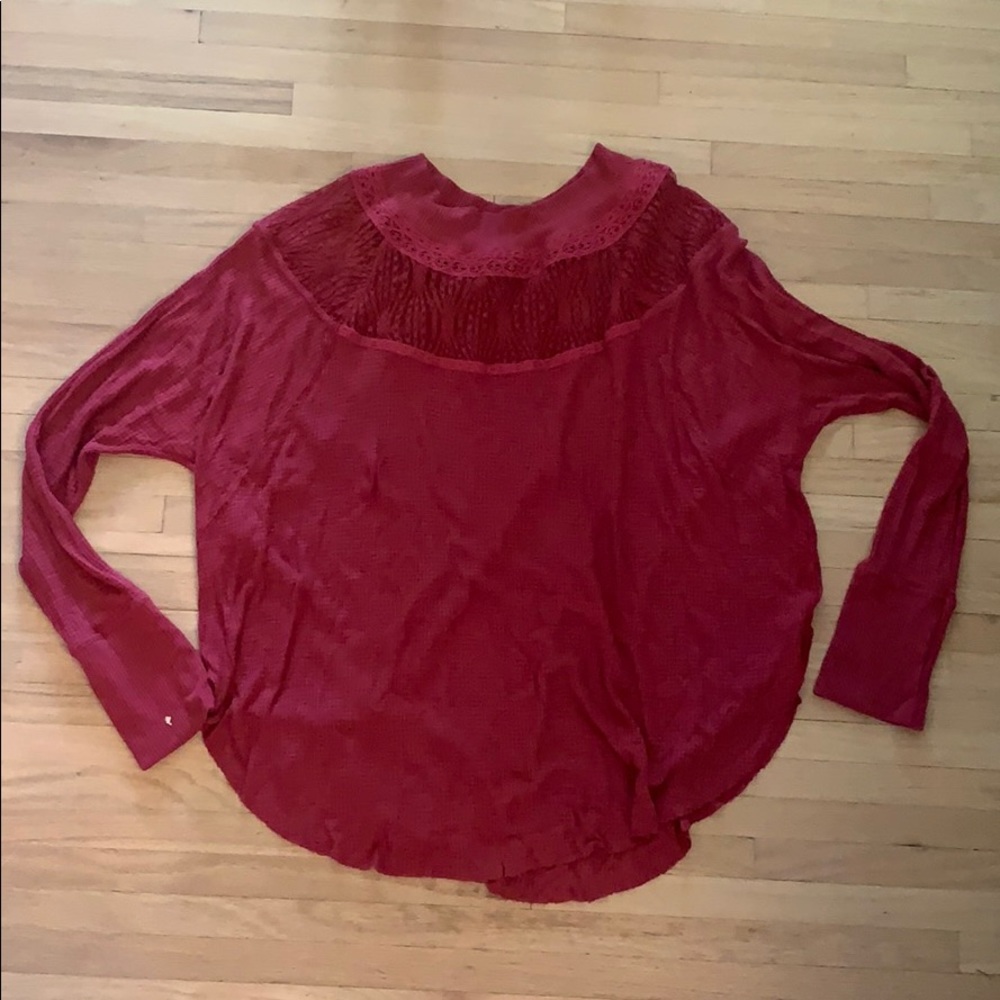 Free people long sleeve top with lace detail